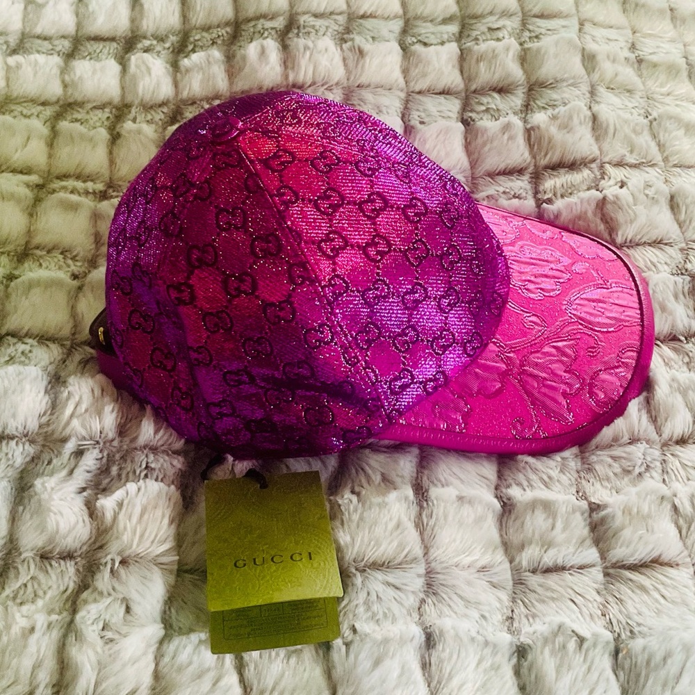 NWT. GUCCI Jacquard Santa Barbara Metallic Monogram Baseball Cap